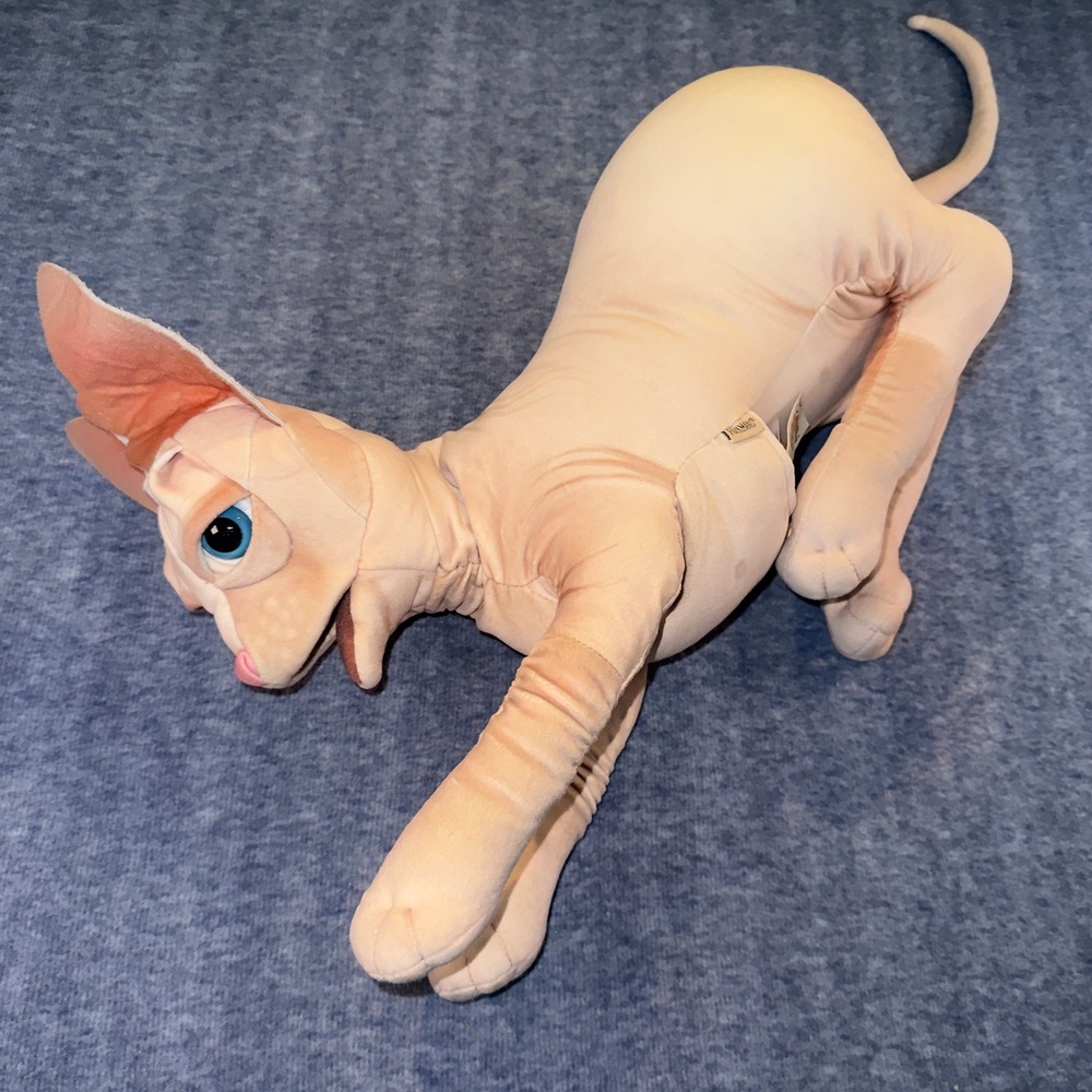 Folkmanis Sphynx Cat Hand Puppet Realistic Hairless Cat Plush Blue Eyes 2886